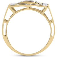 GND 10K Yellow Gold Round Diamond Cluster Ring with Pave Set Diamonds - 1/2 Carat Total Diamond Weight