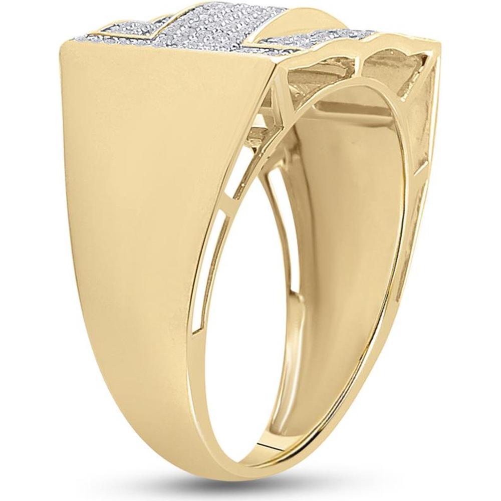 GND 10K Yellow Gold Round Diamond Cluster Ring with Pave Set Diamonds - 1/2 Carat Total Diamond Weight