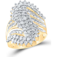 GND 10K Yellow Gold Round Diamond Cluster Ring with Prong and Channel Set Diamonds – 2.00 Carat Total Diamond Weight