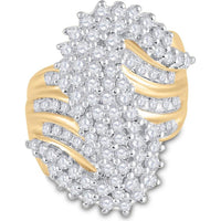 GND 10K Yellow Gold Round Diamond Cluster Ring with Prong and Channel Set Diamonds – 2.00 Carat Total Diamond Weight