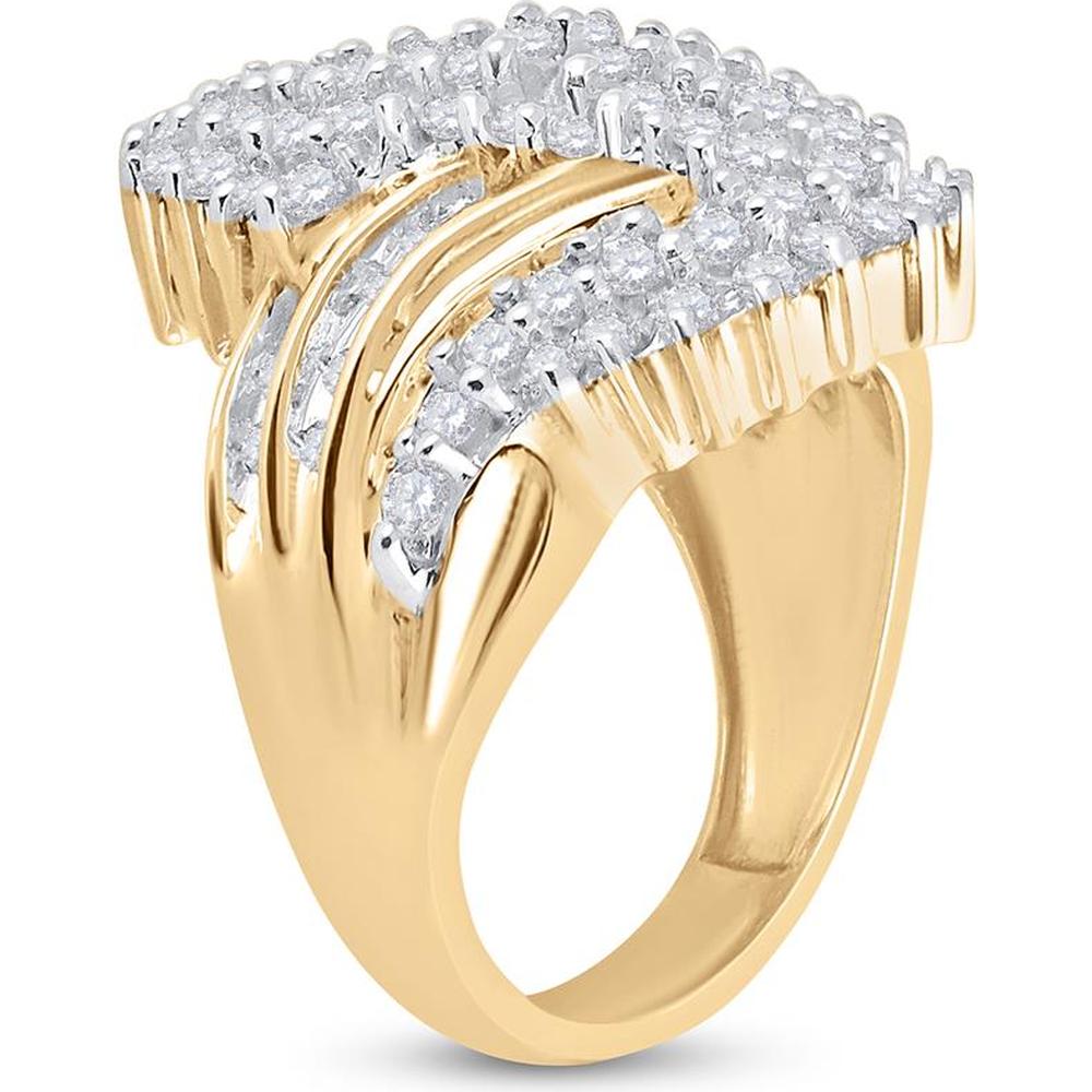 GND 10K Yellow Gold Round Diamond Cluster Ring with Prong and Channel Set Diamonds – 2.00 Carat Total Diamond Weight