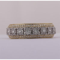 GND 10K Yellow Gold Round Diamond Cluster Statement Band Ring - 1.25 Carat Total Diamond Weight