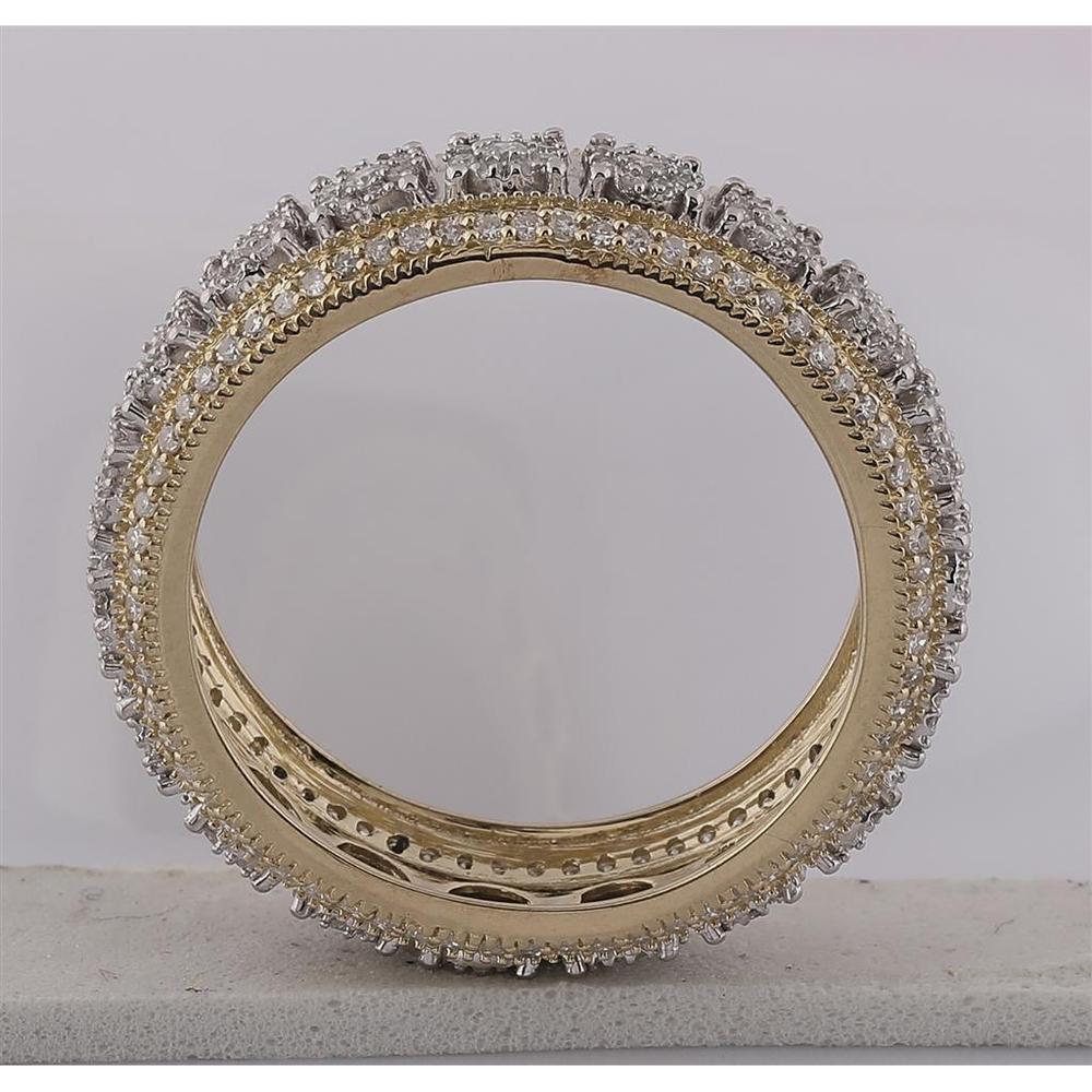 GND 10K Yellow Gold Round Diamond Cluster Statement Band Ring - 1.25 Carat Total Diamond Weight