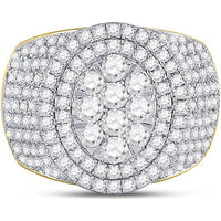 GND 10K Yellow Gold Round Diamond Cluster Statement Ring - 2.56 Carat Total Diamond Weight
