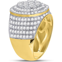 GND 10K Yellow Gold Round Diamond Cluster Statement Ring - 2.56 Carat Total Diamond Weight
