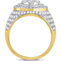 GND 10K Yellow Gold Round Diamond Cluster Statement Ring - 2.56 Carat Total Diamond Weight