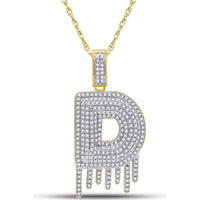 GND 10K Yellow Gold Round Diamond D Letter Charm Pendant - 3/4 Carat Total Diamond Weight