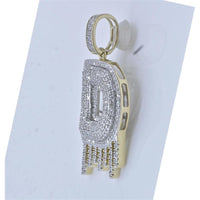 GND 10K Yellow Gold Round Diamond D Letter Charm Pendant - 3/4 Carat Total Diamond Weight