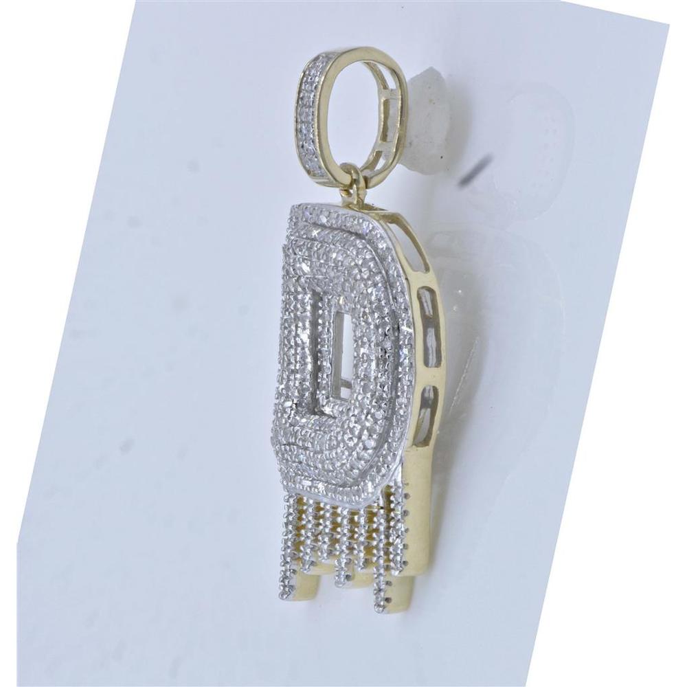 GND 10K Yellow Gold Round Diamond D Letter Charm Pendant - 3/4 Carat Total Diamond Weight