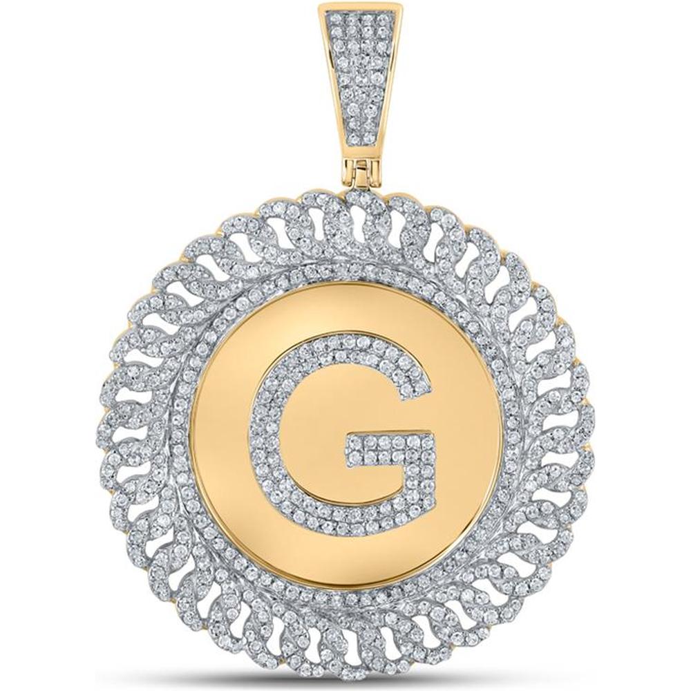 GND 10K Yellow Gold Round Diamond 'G' Letter Charm Pendant - 1.25 Carat Total Diamond Weight