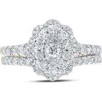 GND 10K Yellow Gold Round Diamond Halo Bridal Wedding Ring Set - 1.00 Carat Total Diamond Weight