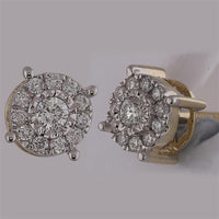 GND 10K Yellow Gold Round Diamond Halo Stud Earrings with 1/5 Total Carat Weight