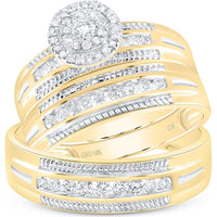 GND 10K Yellow Gold Round Diamond Halo Wedding Ring Set with Pave and Channel-Set Diamonds - 5/8 Total Carat Weight