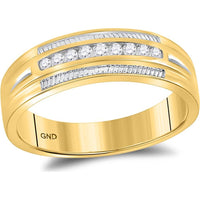 GND 10K Yellow Gold Round Diamond Halo Wedding Ring Set with Pave and Channel-Set Diamonds - 5/8 Total Carat Weight