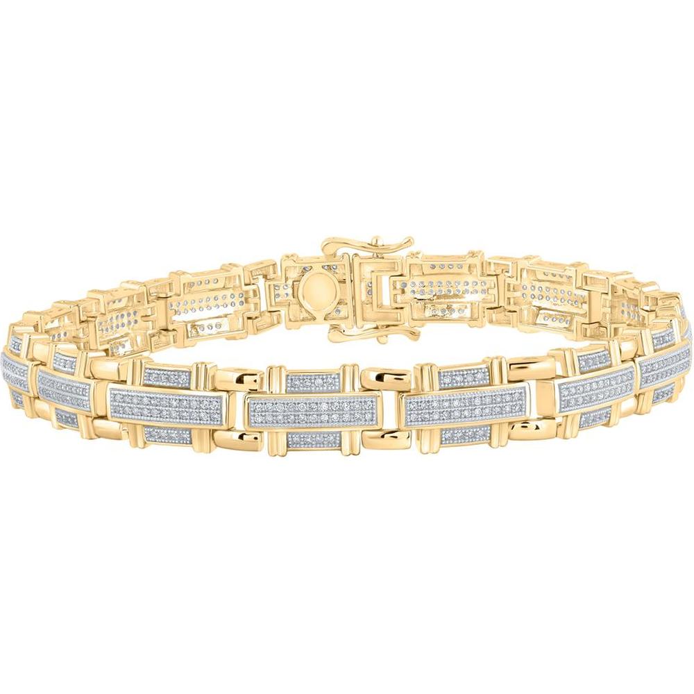 GND 10K Yellow Gold Round Diamond Link Bracelet with Prong-Set Diamonds – 1.25 Carat Total Diamond Weight