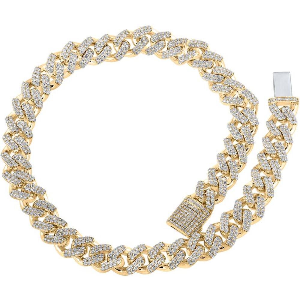 GND 10K Yellow Gold Round Diamond Link Chain Necklace - 40.92 Carat Total Diamond Weight