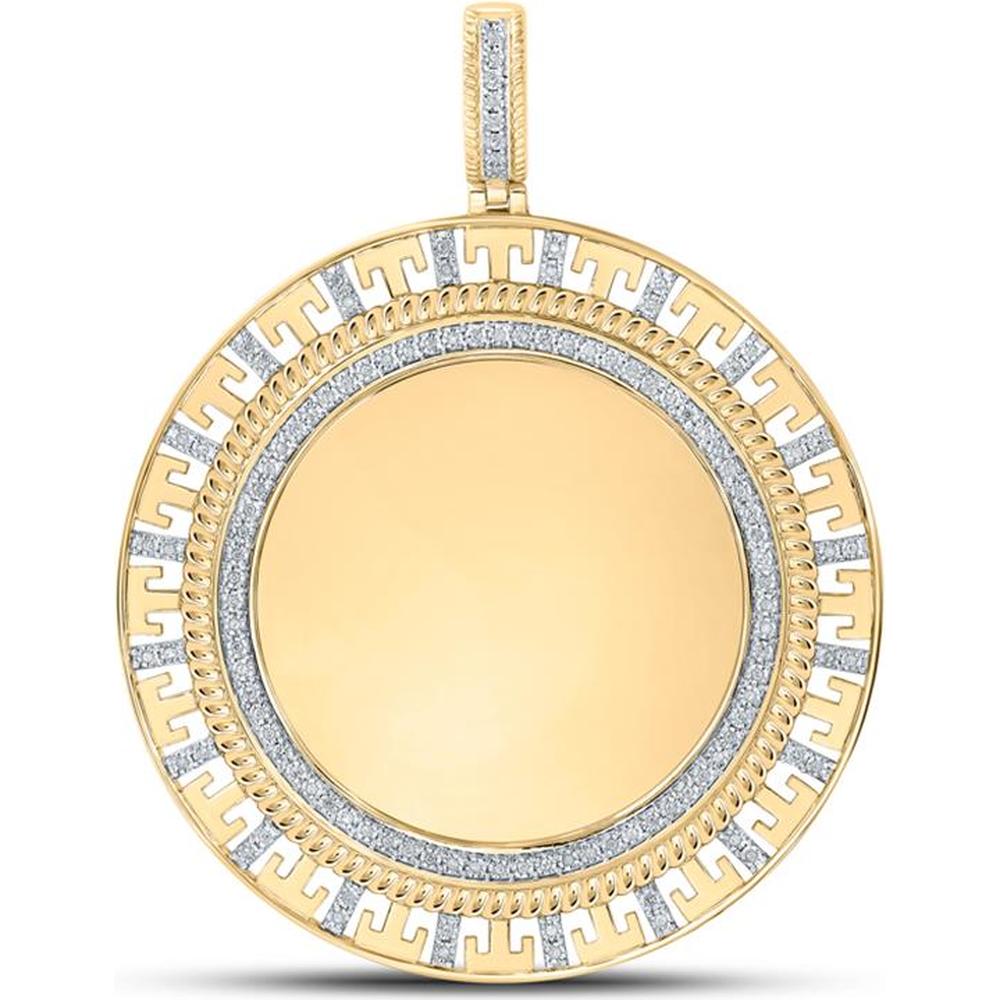 GND 10K Yellow Gold Round Diamond Memory Circle Charm Pendant – 3/8 Carat Total Diamond Weight