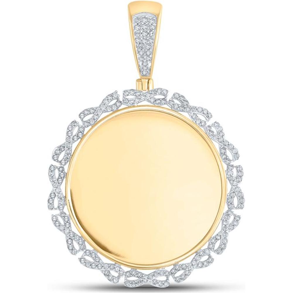 GND 10K Yellow Gold Round Diamond Memory Circle Pendant with Prong-Set Halo - 0.50 Carat Total Diamond Weight