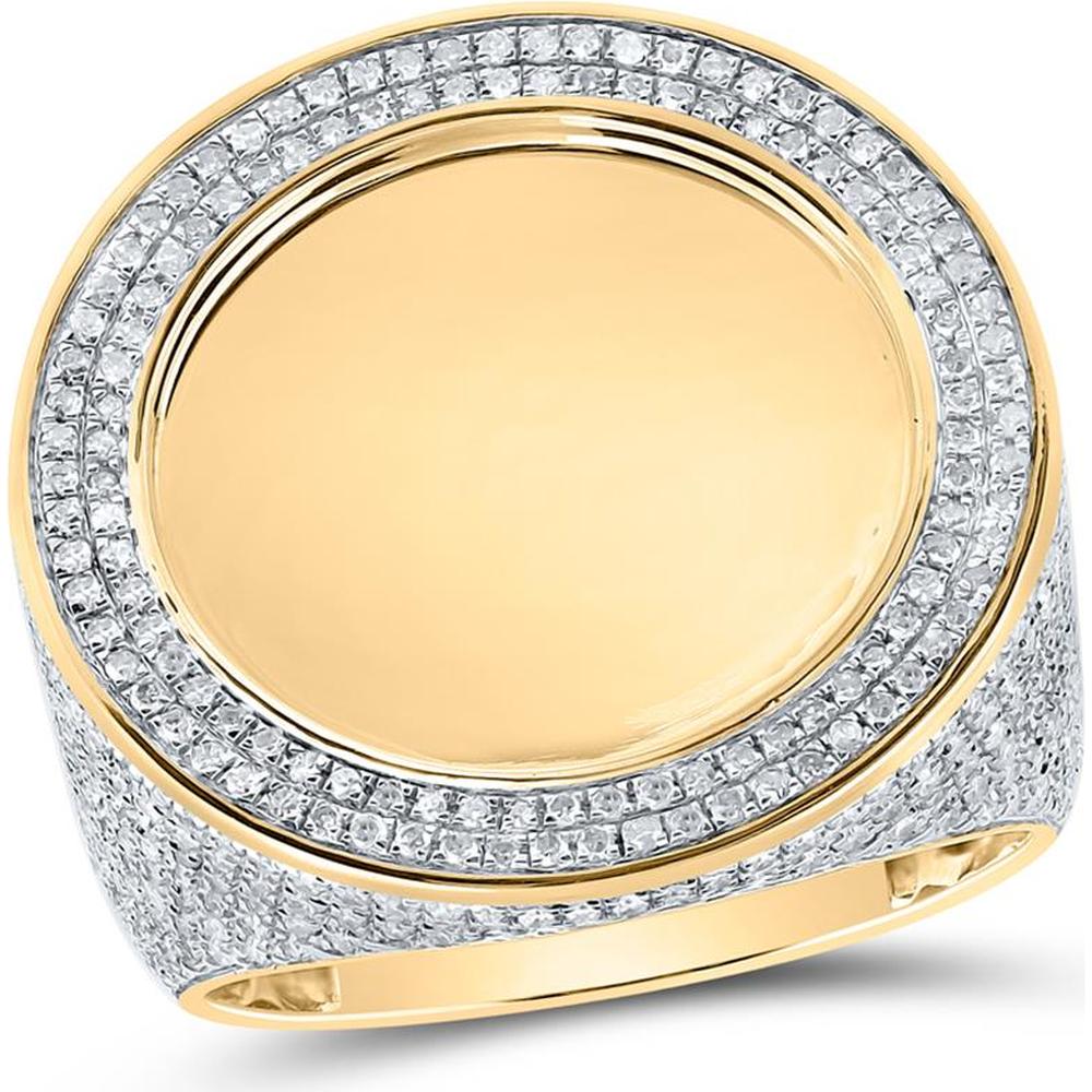 GND 10K Yellow Gold Round Diamond Memory Circle Ring with Pave-Set Diamonds - 1.5 Carat Total Diamond Weight