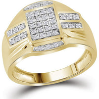 GND 10K Yellow Gold Round Diamond Rectangle Cluster Ring - 1/4 Carat Total Diamond Weight