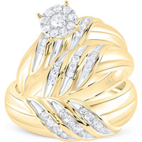 GND 10K Yellow Gold Round Diamond Solitaire Matching Wedding Ring Set - 5/8 Total Carat Weight
