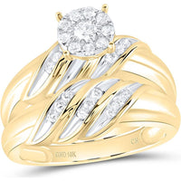 GND 10K Yellow Gold Round Diamond Solitaire Matching Wedding Ring Set - 5/8 Total Carat Weight
