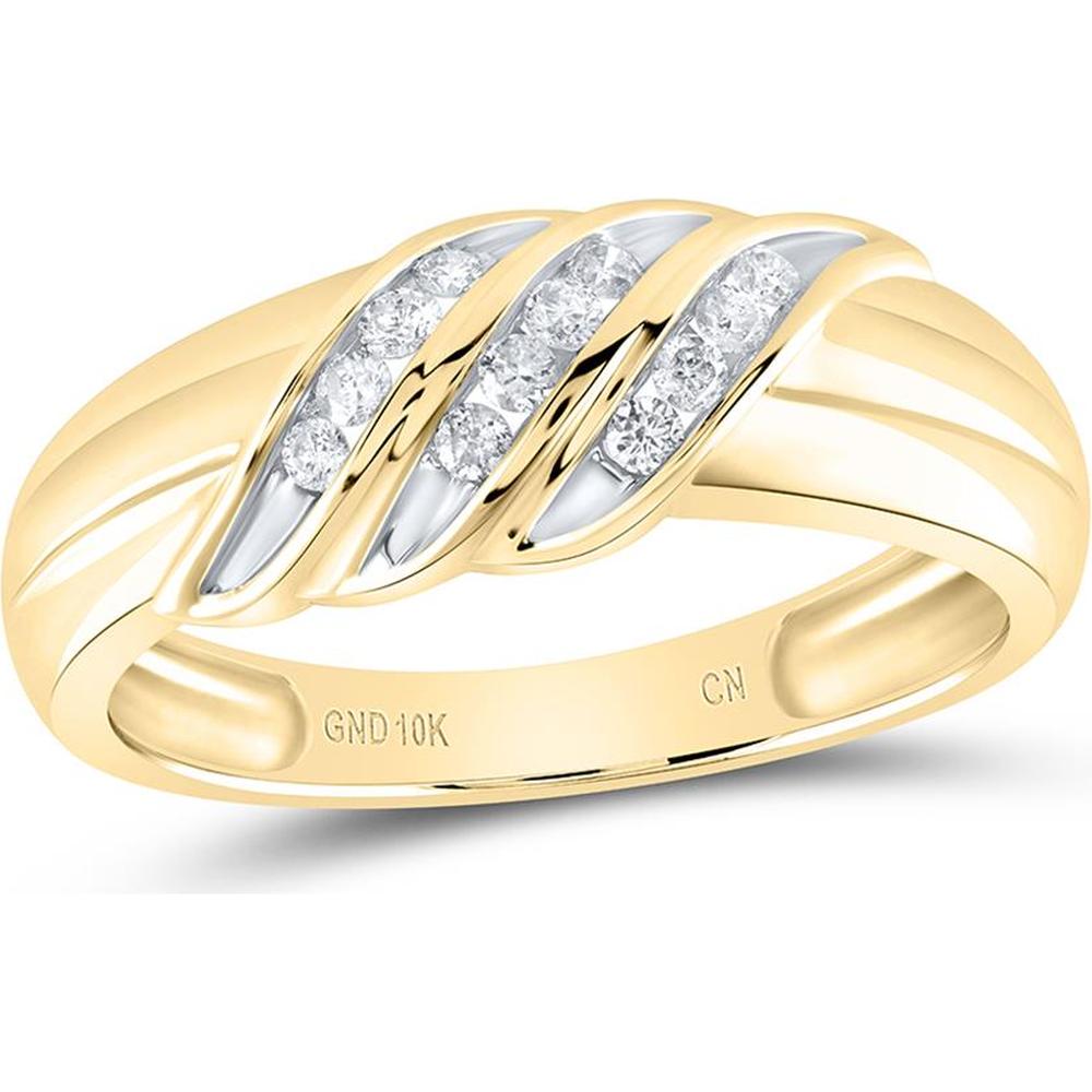 GND 10K Yellow Gold Round Diamond Solitaire Matching Wedding Ring Set - 5/8 Total Carat Weight