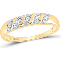 GND 10K Yellow Gold Round Diamond Solitaire Matching Wedding Ring Set with Prong-Set Diamond - 1/20 Carat Total Diamond Weight