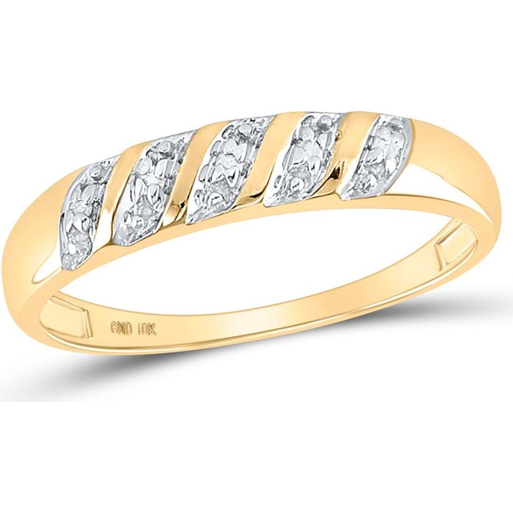 GND 10K Yellow Gold Round Diamond Solitaire Matching Wedding Ring Set with Prong-Set Diamond - 1/20 Carat Total Diamond Weight