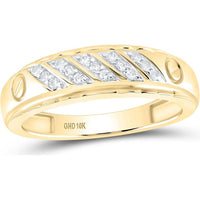 GND 10K Yellow Gold Round Diamond Wedding Band Ring with Prong-Set Diamonds - 0.20 Carat Total Diamond Weight