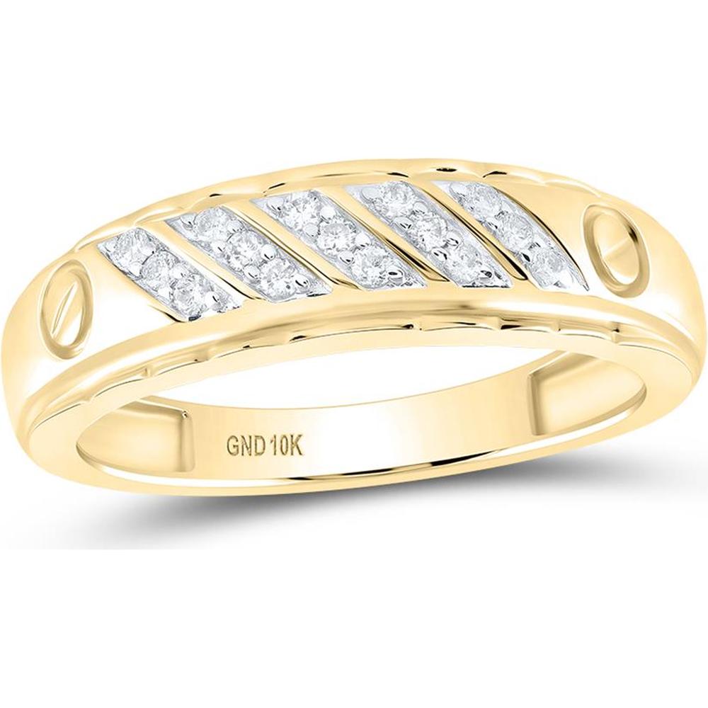 GND 10K Yellow Gold Round Diamond Wedding Band Ring with Prong-Set Diamonds - 0.20 Carat Total Diamond Weight