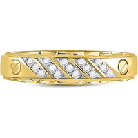 GND 10K Yellow Gold Round Diamond Wedding Band Ring with Prong-Set Diamonds - 0.20 Carat Total Diamond Weight