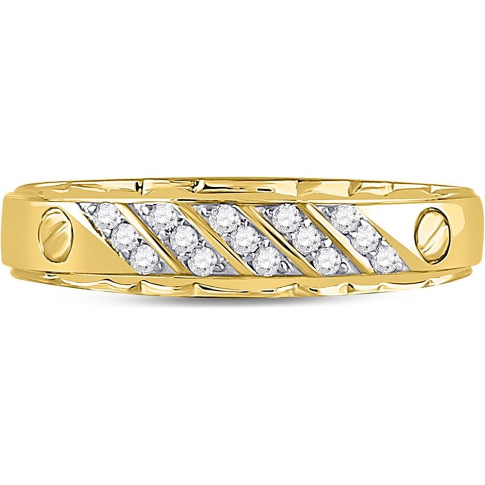 GND 10K Yellow Gold Round Diamond Wedding Band Ring with Prong-Set Diamonds - 0.20 Carat Total Diamond Weight
