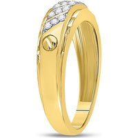 GND 10K Yellow Gold Round Diamond Wedding Band Ring with Prong-Set Diamonds - 0.20 Carat Total Diamond Weight