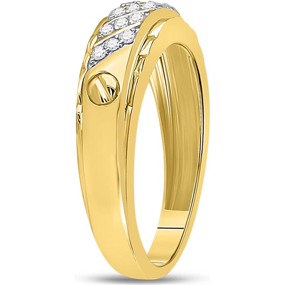 GND 10K Yellow Gold Round Diamond Wedding Band Ring with Prong-Set Diamonds - 0.20 Carat Total Diamond Weight