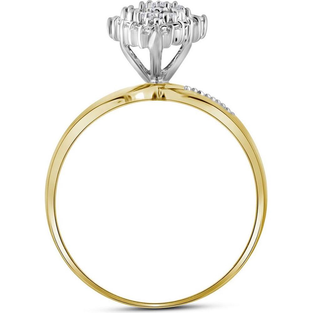 GND 10K Yellow Gold Round Prong-Set Diamond Oval Cluster Ring - 1/8 Carat Total Diamond Weight