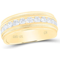 GND 10K Yellow Gold Single Row Channel-Set Round Diamond Band - 1.00 Carat Total Diamond Weight