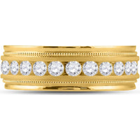GND 10K Yellow Gold Single Row Channel-Set Round Diamond Band - 1.00 Carat Total Diamond Weight