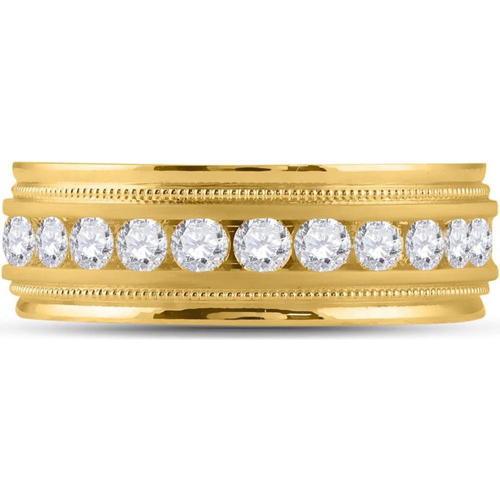 GND 10K Yellow Gold Single Row Channel-Set Round Diamond Band - 1.00 Carat Total Diamond Weight