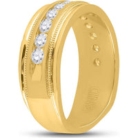 GND 10K Yellow Gold Single Row Channel-Set Round Diamond Band - 1.00 Carat Total Diamond Weight