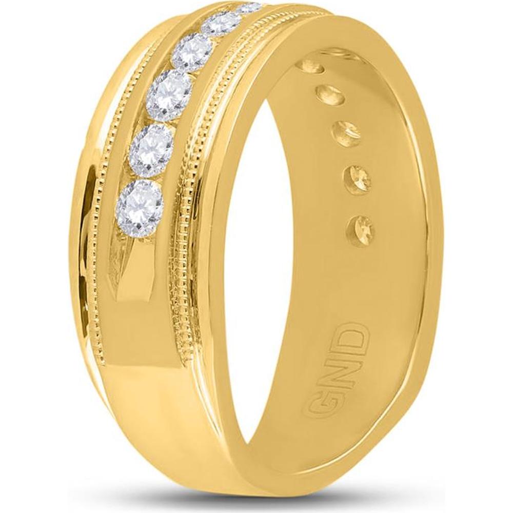 GND 10K Yellow Gold Single Row Channel-Set Round Diamond Band - 1.00 Carat Total Diamond Weight