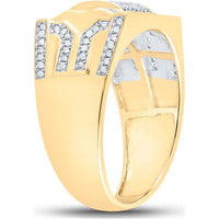 GND 10K Yellow Gold Square Ring with Pave-Set Round Diamonds - 3/8 Total Carat Weight