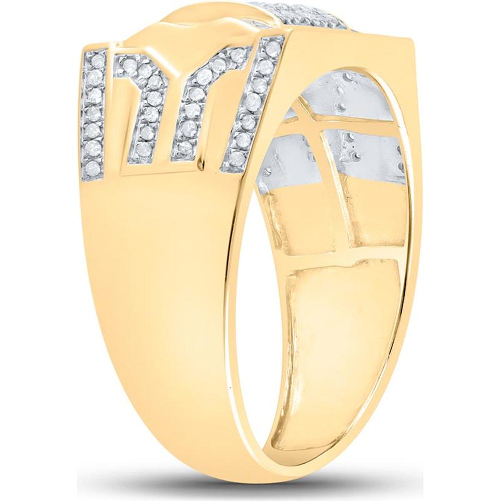 GND 10K Yellow Gold Square Ring with Pave-Set Round Diamonds - 3/8 Total Carat Weight