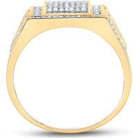 GND 10K Yellow Gold Square Ring with Pave-Set Round Diamonds - 3/8 Total Carat Weight
