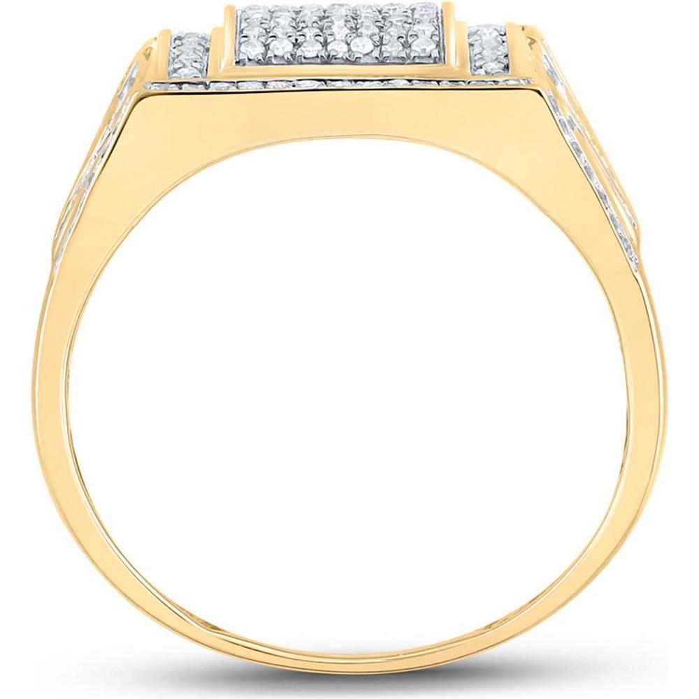 GND 10K Yellow Gold Square Ring with Pave-Set Round Diamonds - 3/8 Total Carat Weight