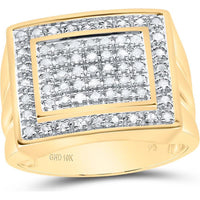 GND 10K Yellow Gold Square Ring with Prong-Set Round Diamonds - 0.50 Carat Total Diamond Weight