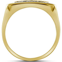 GND 10K Yellow Gold Square Ring with Prong-Set Round Diamonds - 0.50 Carat Total Diamond Weight