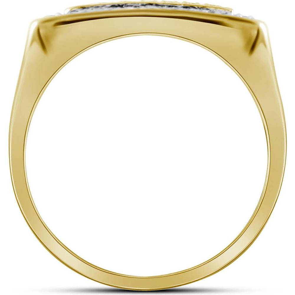 GND 10K Yellow Gold Square Ring with Prong-Set Round Diamonds - 0.50 Carat Total Diamond Weight