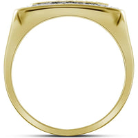 GND 10K Yellow Gold Square Ring with Prong-Set Round Diamonds - 0.50 Carat Total Diamond Weight