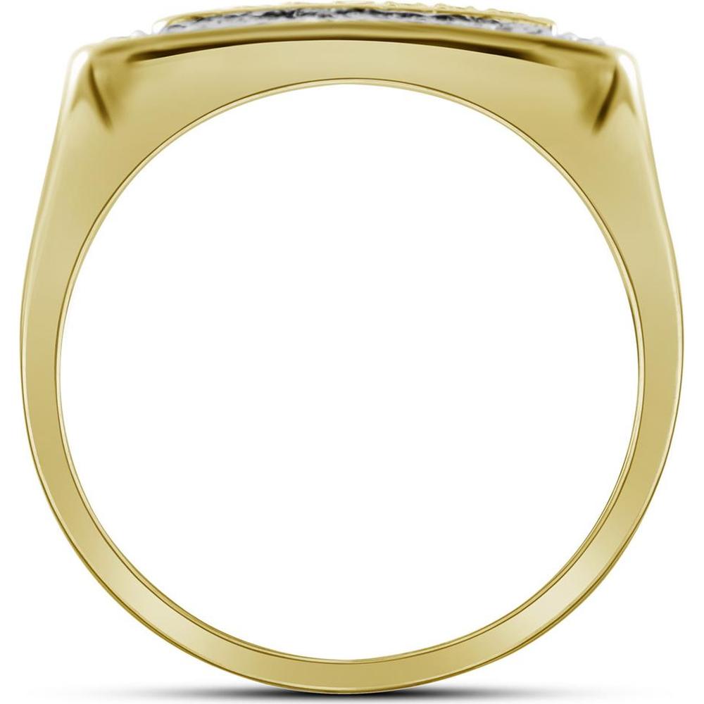 GND 10K Yellow Gold Square Ring with Prong-Set Round Diamonds - 0.50 Carat Total Diamond Weight